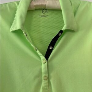 EP Sport Lime Green trimmed in black sleeveless golf Shirt